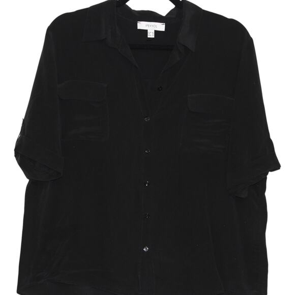 Ipekyol 100% Silk Black Button Up Blouse Size 12 - Picture 3 of 6